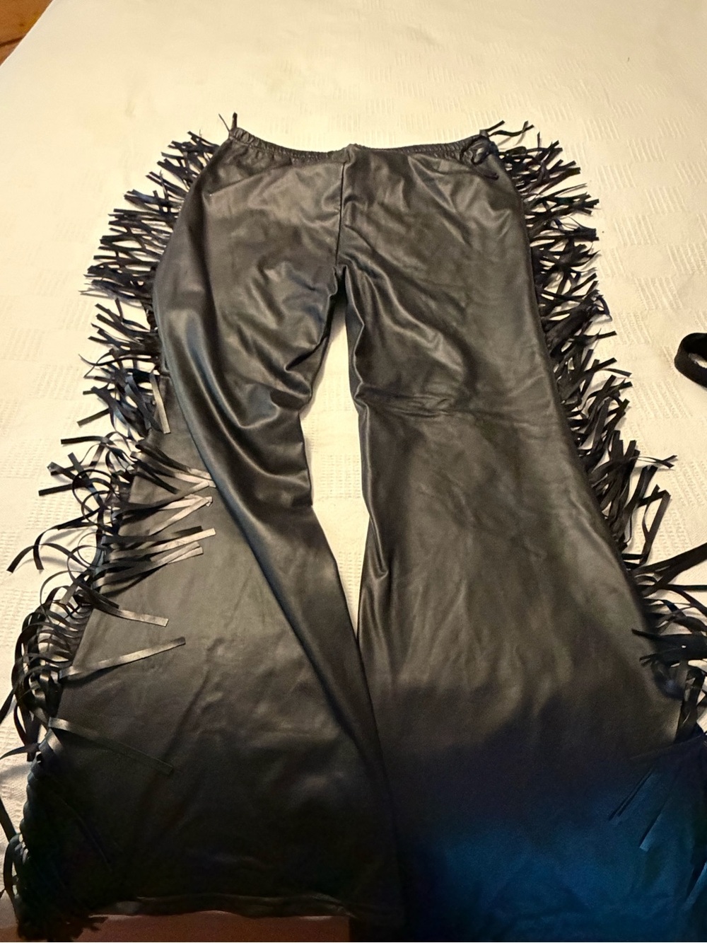 Black Faux Leather Fringe Pants - Women's Stylish Jumpsuit Alternative